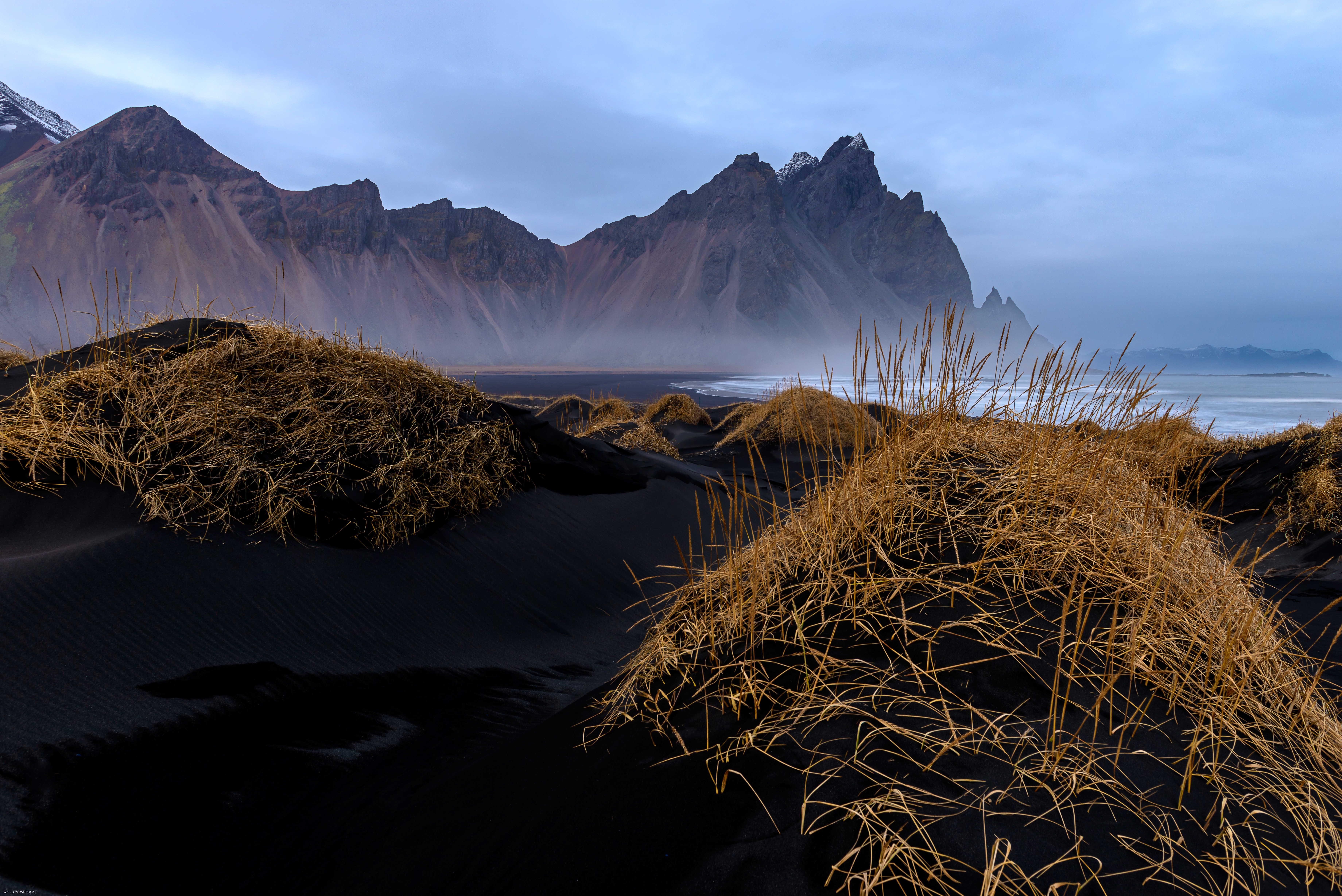 Iceland Vesturhorn black volcanic dunes